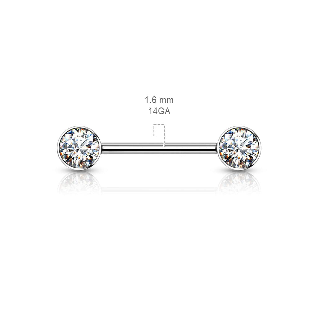 Implant Grade Titanium Nipple Barbell With Internally Threaded Pink CZ Pierced Universe Implant Grade Titanium Nipple Barbell With Internally Threaded Pink CZ Pierced Universe