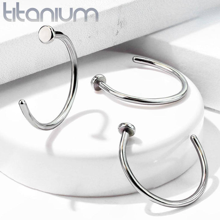 Implant Grade Titanium Nose Hoop Ring with Stopper - Pierced Universe