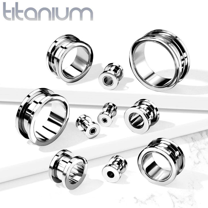 Implant Grade Titanium Screw On Ear Tunnel Spacers Gauges - Pierced Universe