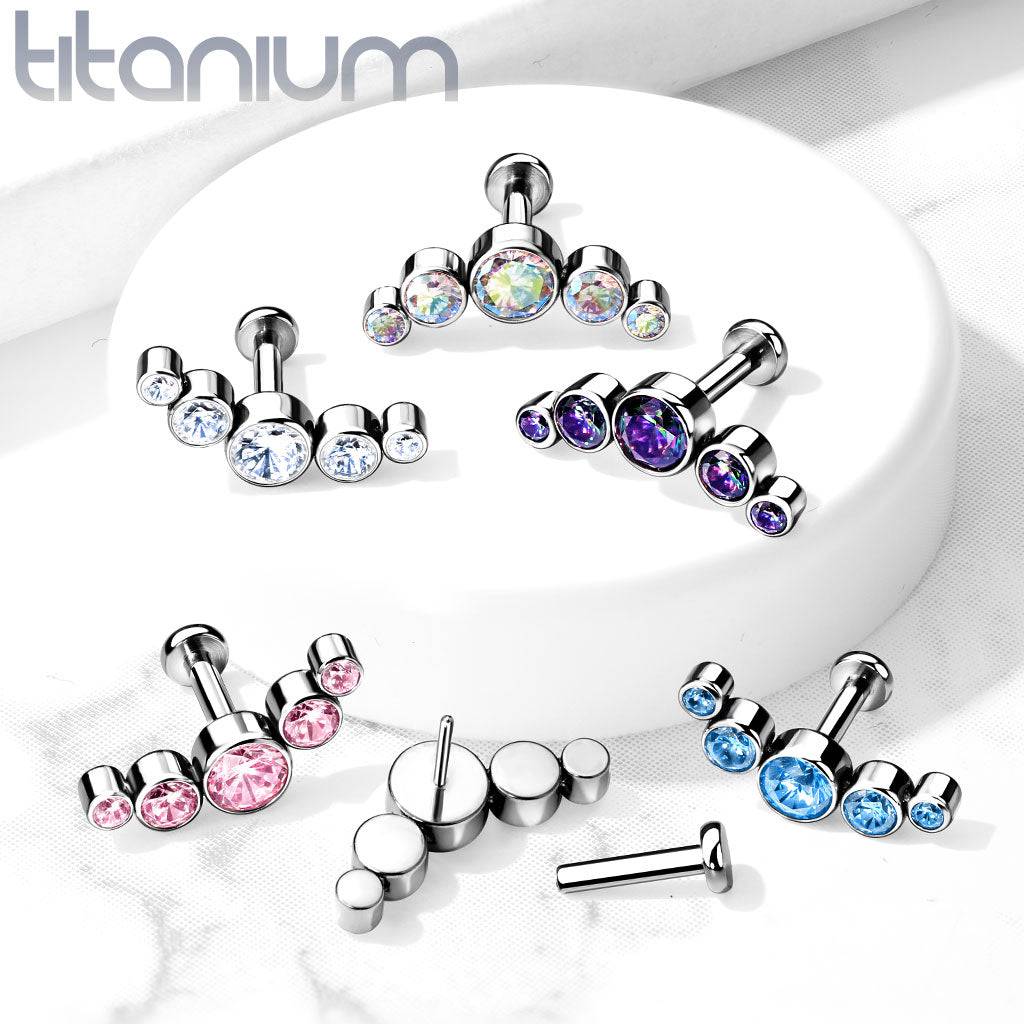 Implant Grade Titanium Threadless Push In Cartilage 5 Gem Curved Aurora ...