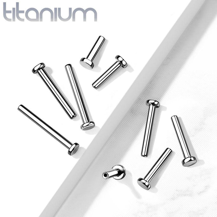Implant Grade Titanium Threadless Push In Flat Back Aqua Prong CZ Nose Ring Stud - Pierced Universe