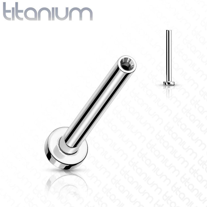 Implant Grade Titanium Threadless Push In Flat Back Black Prong CZ Nose Ring Stud - Pierced Universe