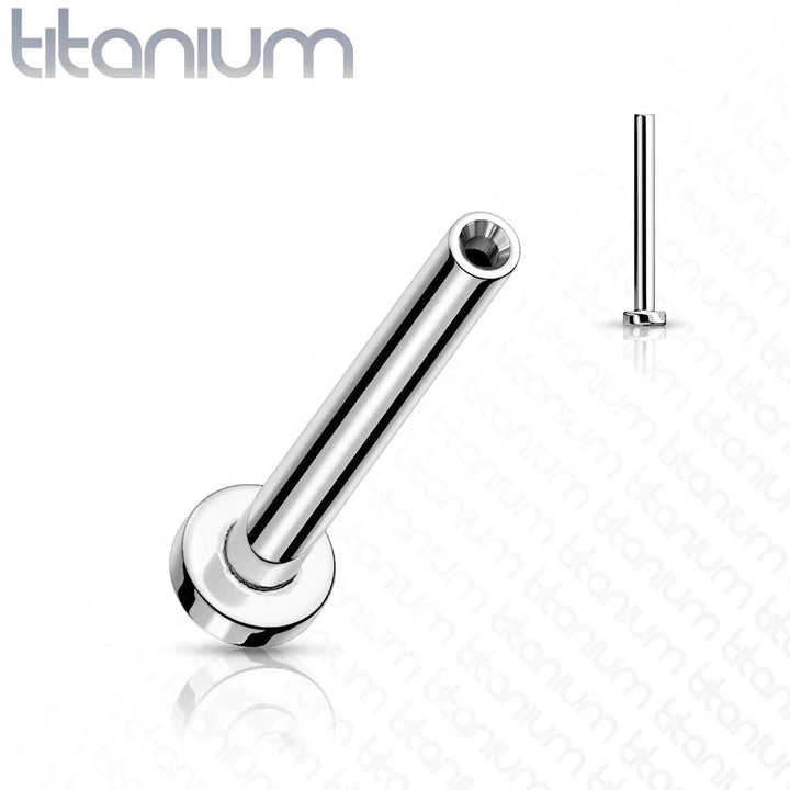 Implant Grade Titanium Threadless Push In Labret White Studded CZ Rectangle Bar - Pierced Universe