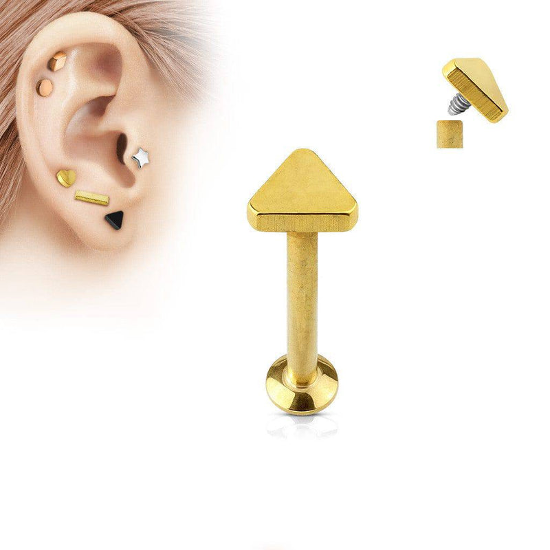 Internally Threaded Triangle Top Gold PVD Labret - Pierced Universe