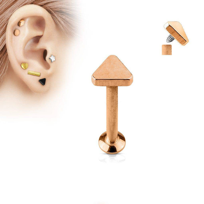 Internally Threaded Triangle Top Rose Gold PVD Labret - Pierced Universe