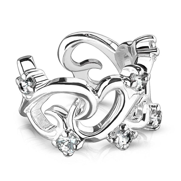 Linked Heart CZ Fake Non Piercing Brass Ear Cuff Linked Heart CZ Fake Non Piercing Brass Ear Cuff