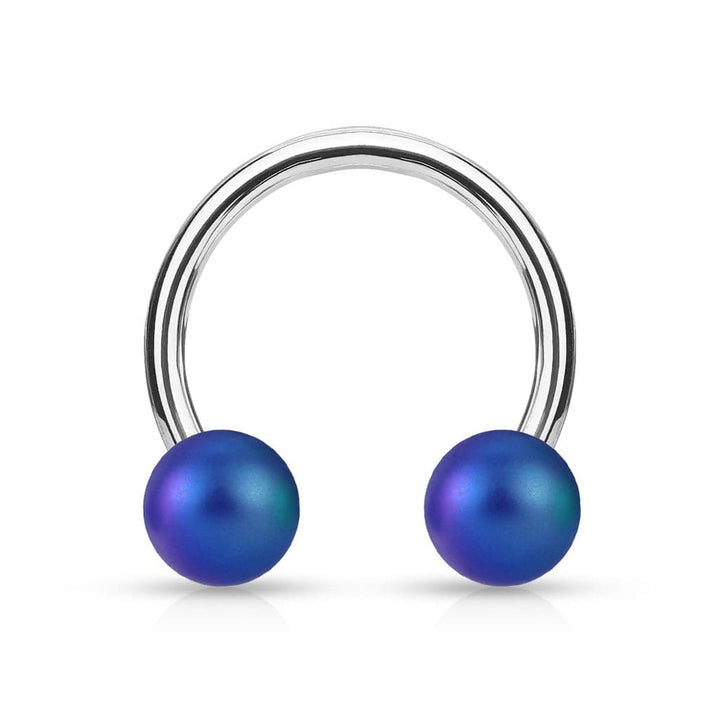 Matte Blue Acrylic Balls Surgical Steel Horseshoe - Pierced Universe