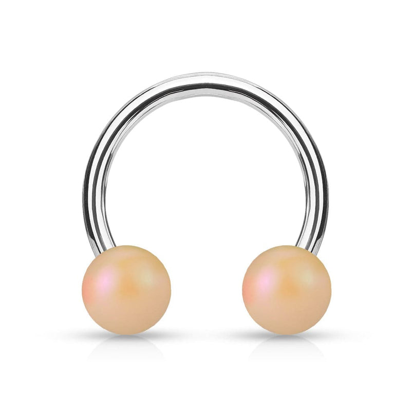 Matte Peach Acrylic Balls Surgical Steel Horseshoe - Pierced Universe