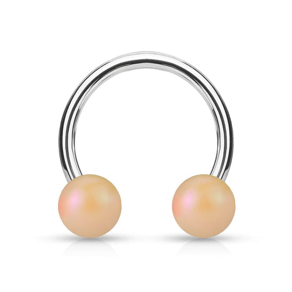 Matte Peach Acrylic Balls Surgical Steel Horseshoe Matte Peach Acrylic Balls Surgical Steel Horseshoe