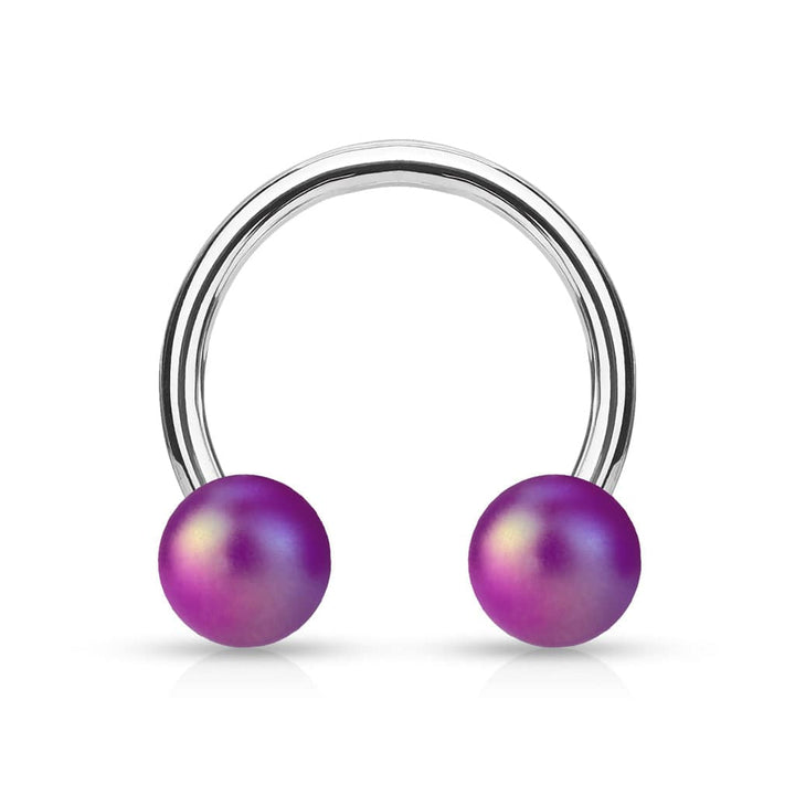 Matte Purple Acrylic Balls Surgical Steel Horseshoe - Pierced Universe