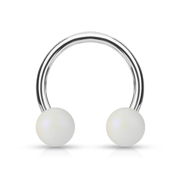 Matte White Acrylic Balls Surgical Steel Horseshoe Matte White Acrylic Balls Surgical Steel Horseshoe
