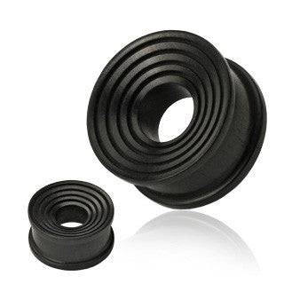 Organic Black Areng Wood Grooved Flat Grooved Ear Tunnels - Pierced Universe