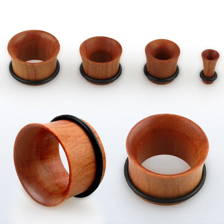 Organic Brown Sawo Wood Single Flare Ear Gauges Tunnels with O-Rings - Pierced Universe