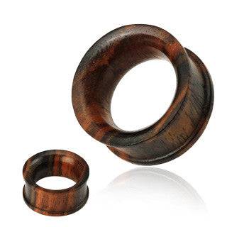 Organic Double Flared Brown Wood Saddle Tunnel - Pierced Universe