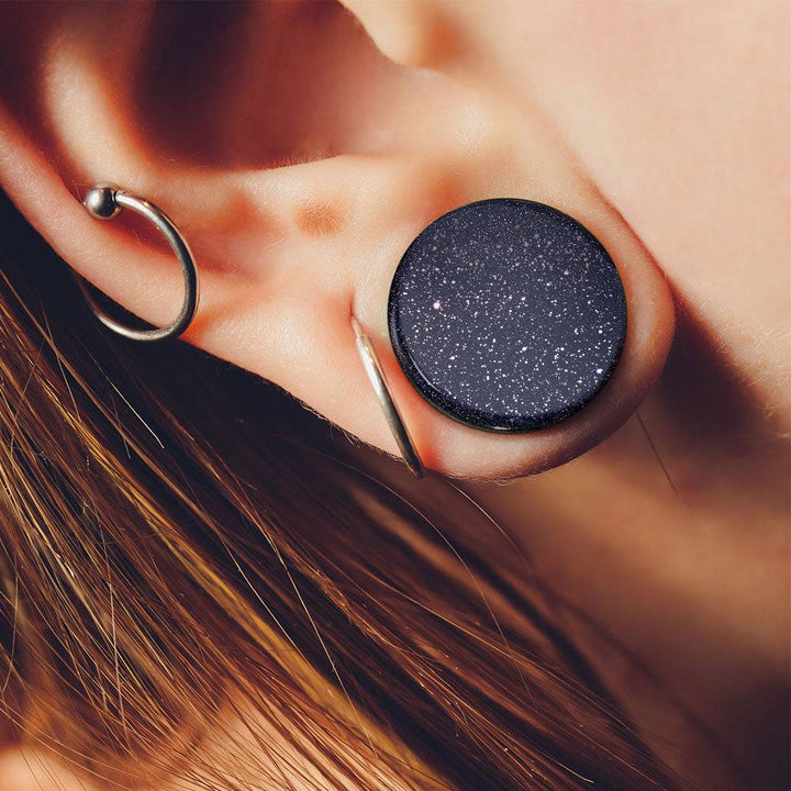 Organic Natural Blue Sand Double Flared Saddle Stone Plugs - Pierced Universe