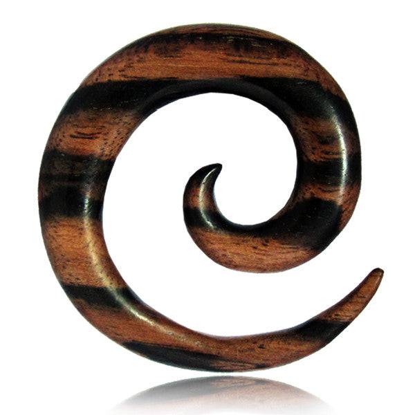 Organic Two Tone Areng Wood Ear Spirals Expander Stretchers - Pierced Universe