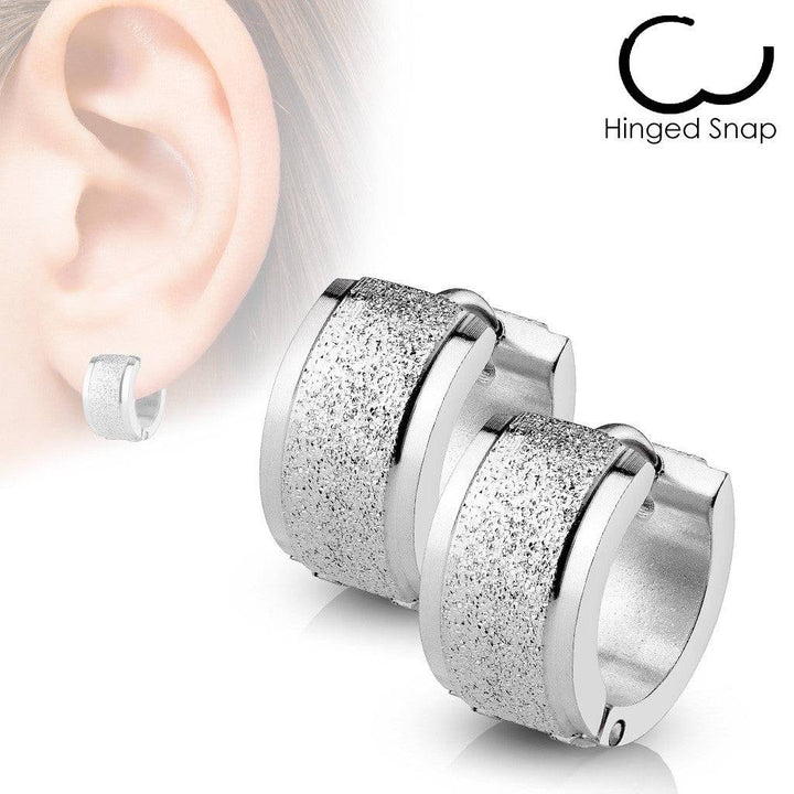 Pair of 316L Surgical Steel 2 Size Glitter Hinged Hoop Earrings - Pierced Universe