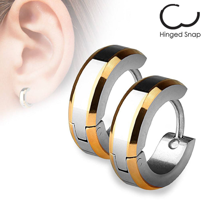 Pair of 316L Surgical Steel Rose Gold Edge Hoop Earrings - Pierced Universe