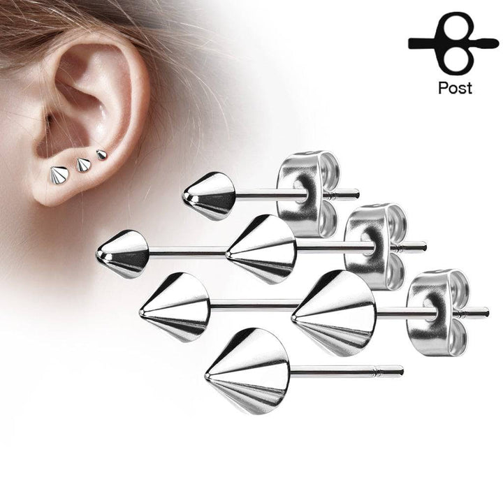 Pair of 316L Surgical Steel Spike End Stud Earrings - Pierced Universe