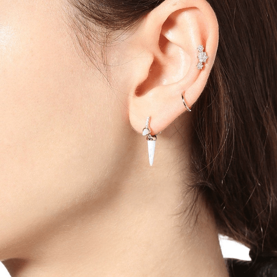 Pair of 925 Sterling Silver 3 Flower Ear Climber Minimal Earrings - Pierced Universe