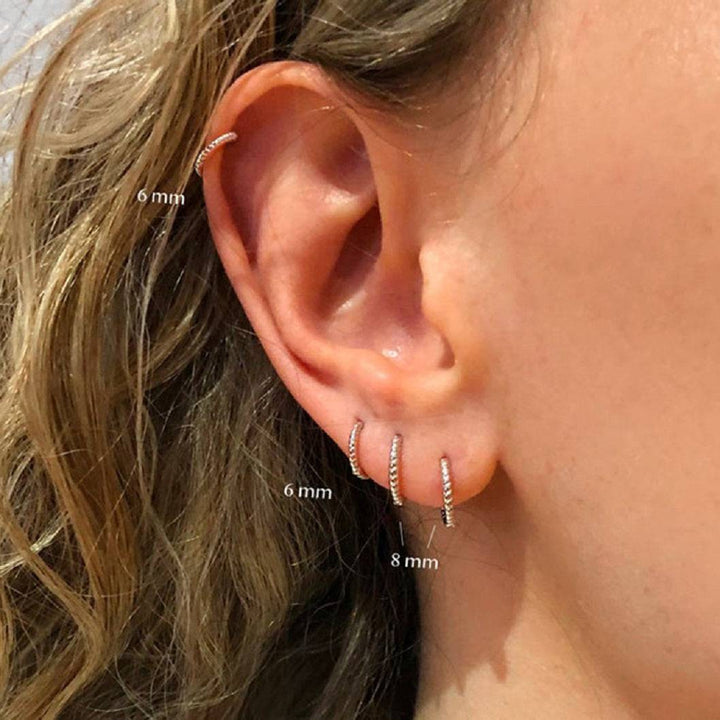 Pair of 925 Sterling Silver Braided Dainty Minimal Hoop Earrings - Pierced Universe