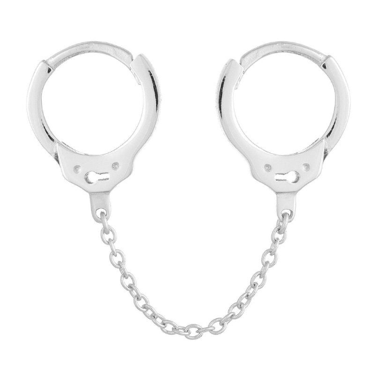 Pair of 925 Sterling Silver Double Handcuff Hinged Hoop Minimal Earrings - Pierced Universe
