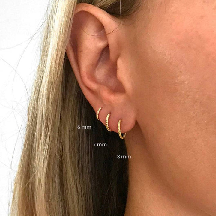 Pair of 925 Sterling Silver Gold PVD Braided Dainty Minimal Hoop Earrings - Pierced Universe