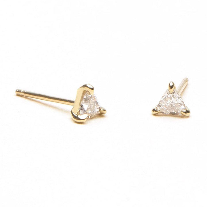 Pair of 925 Sterling Silver Gold PVD Dainty White CZ Triangle Gem Earrings  Minimal Earrings - Pierced Universe
