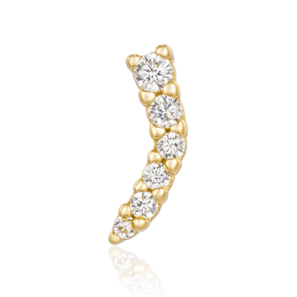 Pair of 925 Sterling Silver Gold PVD Descending 6 Gem Curve Ear Climber Minimal Earrings Pair of 925 Sterling Silver Gold PVD Descending 6 Gem Curve Ear Climber Minimal Earrings
