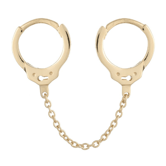 Pair of 925 Sterling Silver Gold PVD Double Handcuff Hinged Hoop Minimal Earrings - Pierced Universe