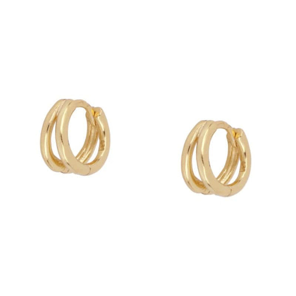 Pair Of 925 Sterling Silver Gold PVD Simple Double Hoop Minimal Hoop Earrings - Pierced Universe