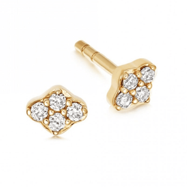 Pair of 925 Sterling Silver Gold PVD Small Diamond Shaped White CZ Gem Minimal Earrings - Pierced Universe