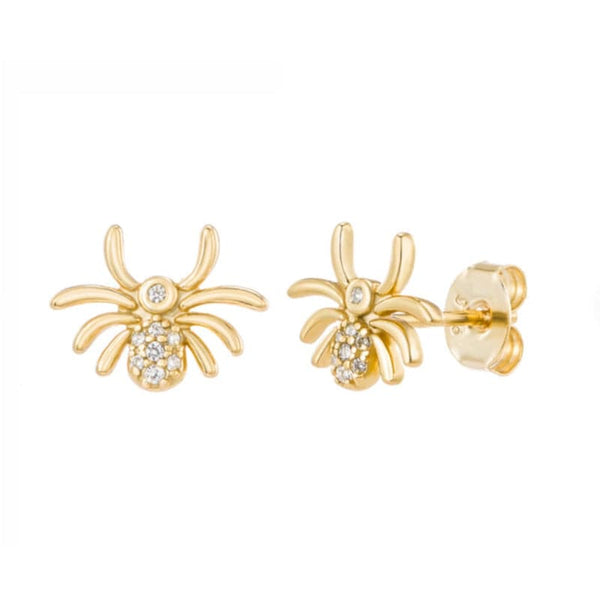Pair Of 925 Sterling Silver White CZ Spider Minimal Stud Earrings Pair Of 925 Sterling Silver White CZ Spider Minimal Stud Earrings