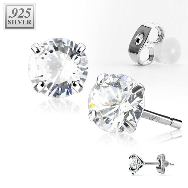 Pair of 925 Sterling Silver Martini Stud Prong Stud Earrings - Pierced Universe