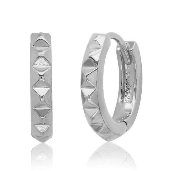 Pair of 925 Sterling Silver Ridged Hinged Clicker Minimal Hoop Earrings Pair of 925 Sterling Silver Ridged Hinged Clicker Minimal Hoop Earrings