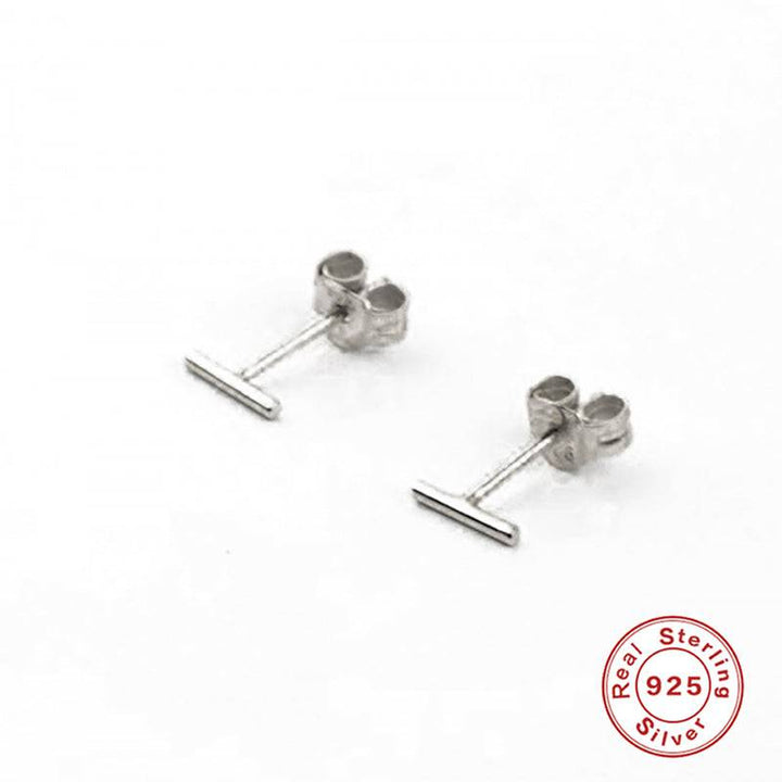 Pair Of 925 Sterling Silver Simple Dainty Line Minimal Stud Earrings - Pierced Universe