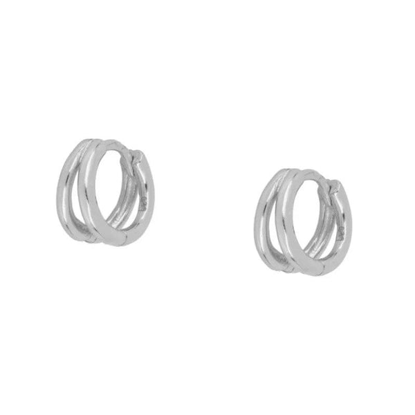 Pair Of 925 Sterling Silver Simple Double Hoop Minimal Hoop Earrings Pair Of 925 Sterling Silver Simple Double Hoop Minimal Hoop Earrings