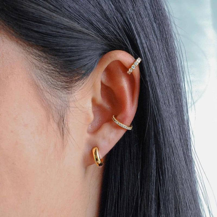 Pair Of 925 Sterling Silver Simple Rounded Edge Hugger Minimal Hoop Earrings - Pierced Universe