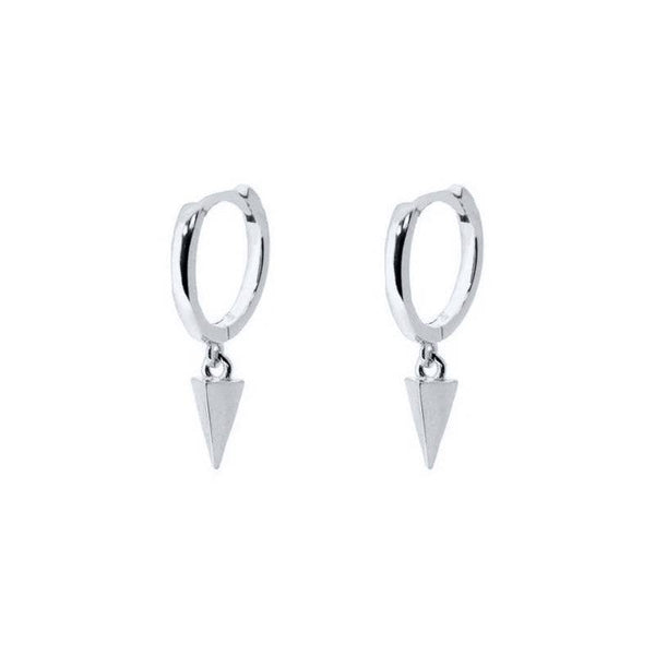 Pair Of 925 Sterling Silver Simple Spike Dangle Minimal Hoop Earrings - Pierced Universe