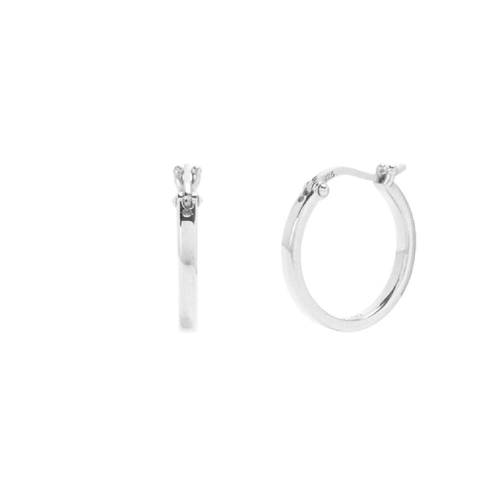 Pair of 925 Sterling Silver Thin Minimal Hoop Earrings - Pierced Universe