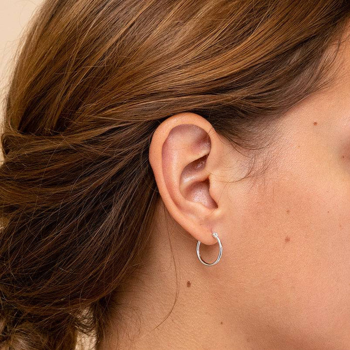 Pair of 925 Sterling Silver Thin Minimal Hoop Earrings - Pierced Universe