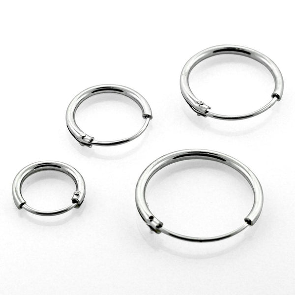 Pair of 925 Sterling Silver Thin Sleeper Hinged Hoop Earrings Pair of 925 Sterling Silver Thin Sleeper Hinged Hoop Earrings
