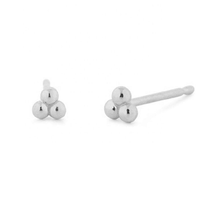 Pair of 925 Sterling Silver Tiny Plain Trillium Minimal Earrings - Pierced Universe