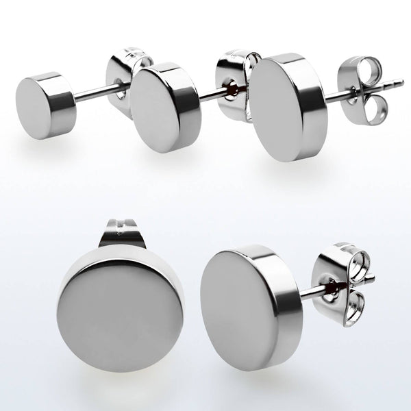 Pair of High Polished 316L Surgical Steel Fake Plug Earrings - Pierced Universe