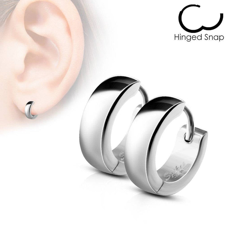 Pair of Surgical Steel Rounded Hinged Hoop Earrings - Pierced Universe