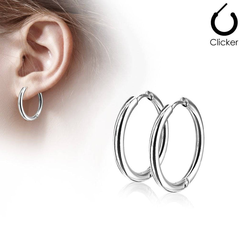 Pair of Thin 316L Surgical Steel Earring Hoops - Pierced Universe