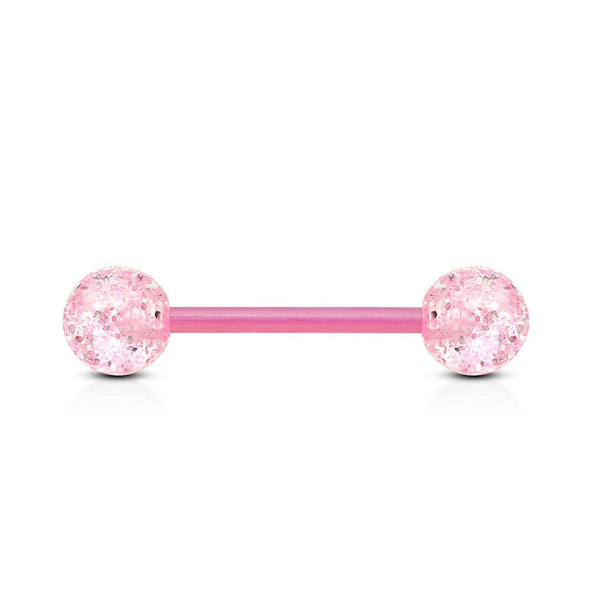 Pink Glitter Acrylic Straight Barbell - Pierced Universe