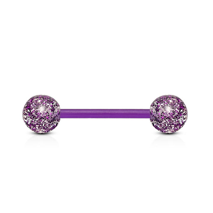 Purple Glitter Acrylic Straight Barbell - Pierced Universe