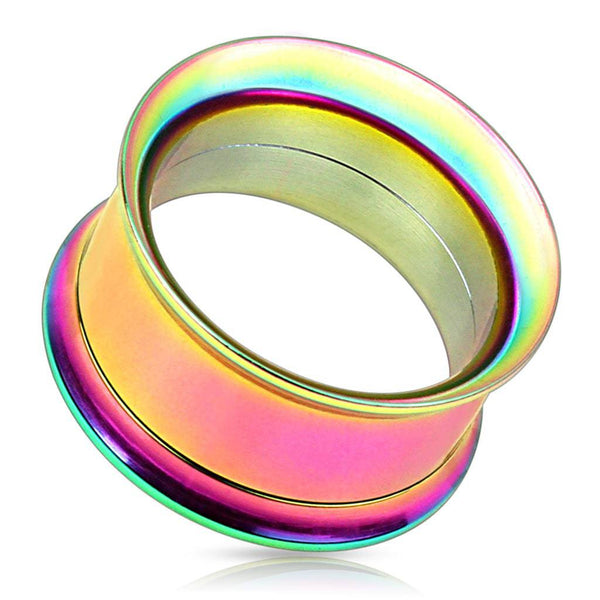 Rainbow PVD Surgical Steel Double Flared Screw On Ear Spacers Tunnels Spacers Rainbow PVD Surgical Steel Double Flared Screw On Ear Spacers Tunnels Spacers