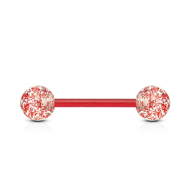 Red Glitter Acrylic Straight Barbell - Pierced Universe
